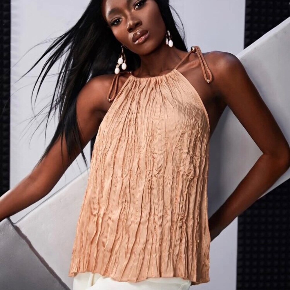 SHEIN Ruched Drawstring Halter